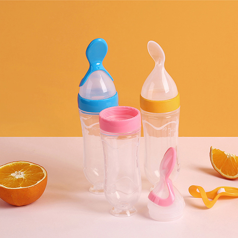 Baby Food Utensil - Meremas botol makan silikon latihan bayi