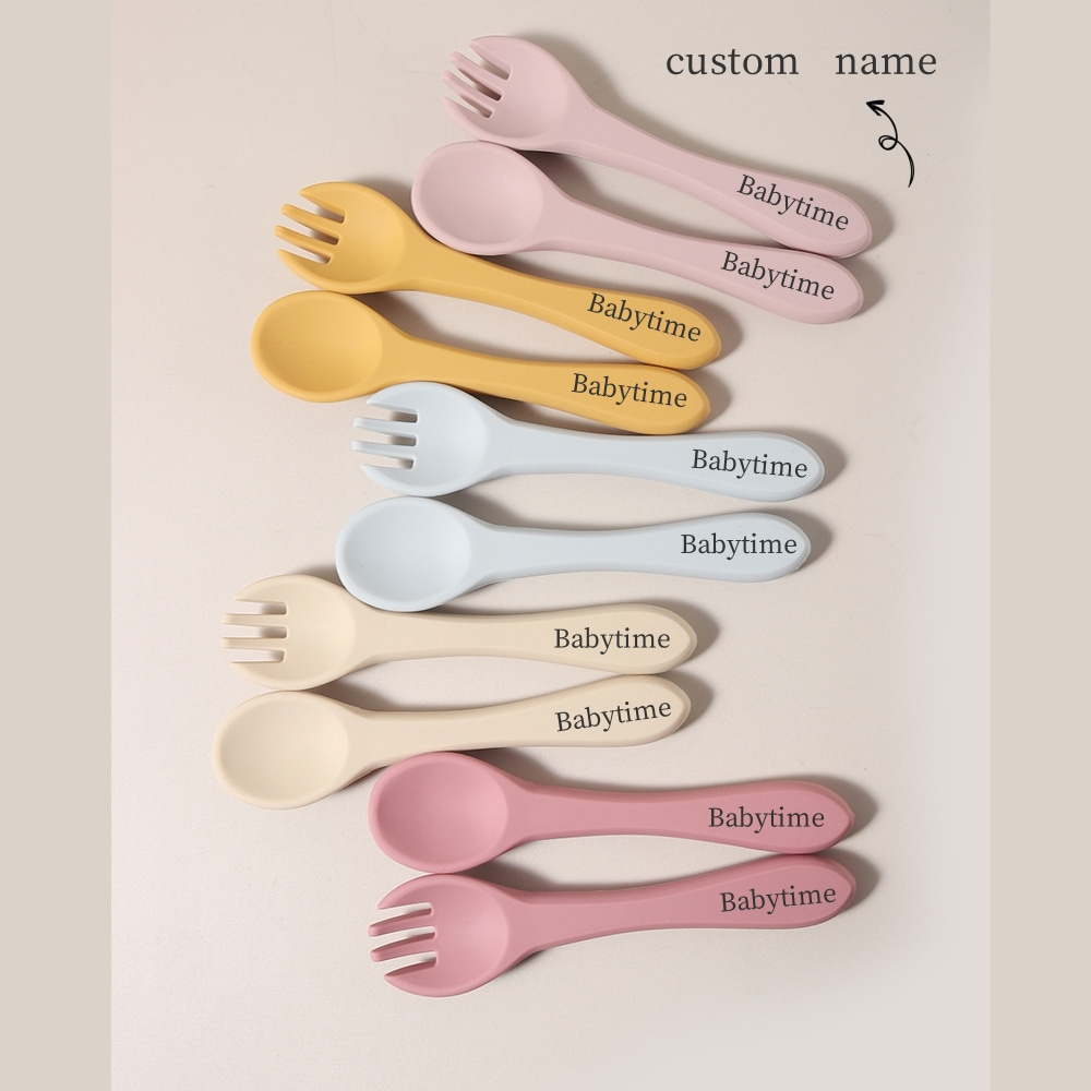 Nama Kustom 1 Pasang Sendok da - Baby Food Utensil ulasan dan harga