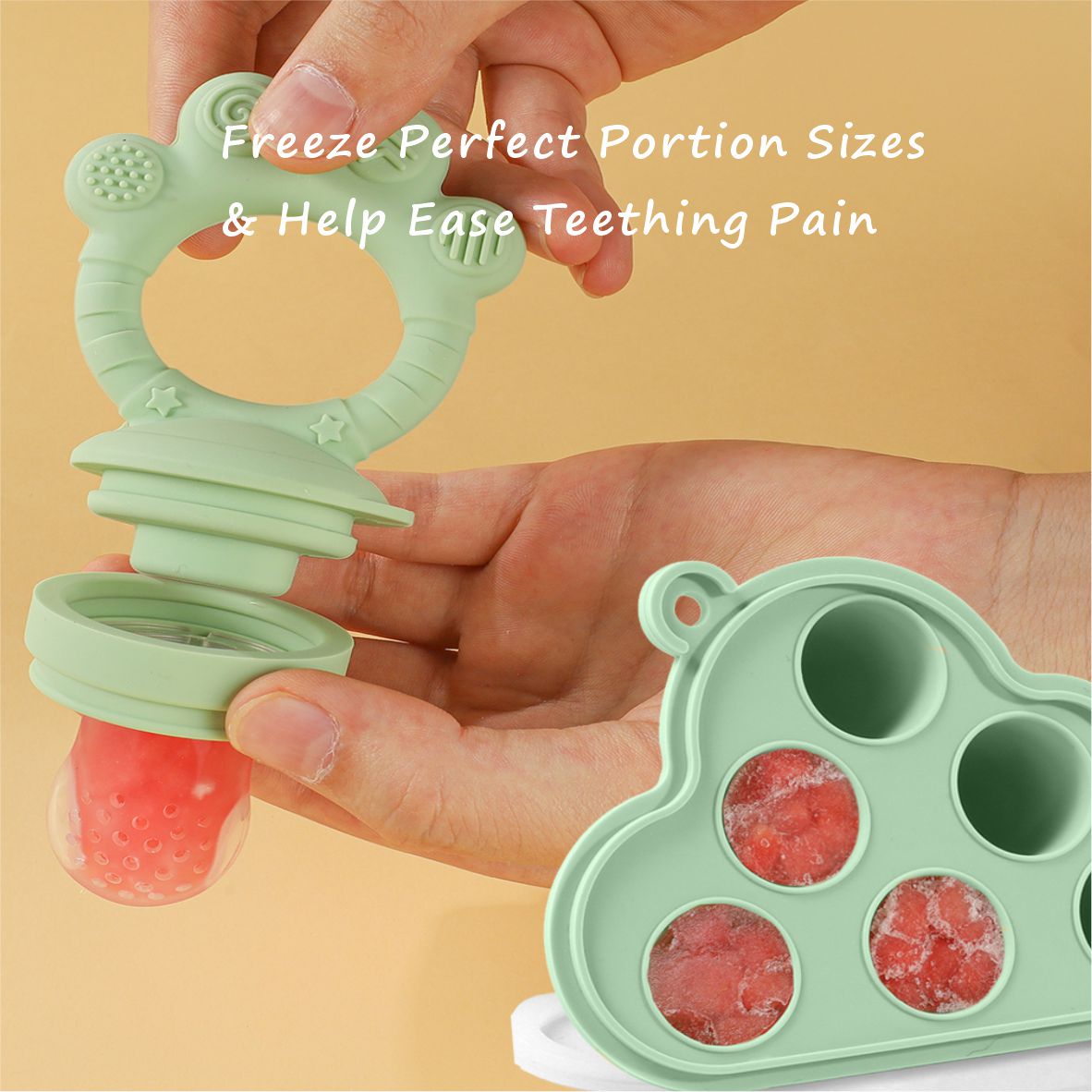 Kombo Tempat Makan Buah Bayi & - Freezer Tray Baby ulasan dan harga
